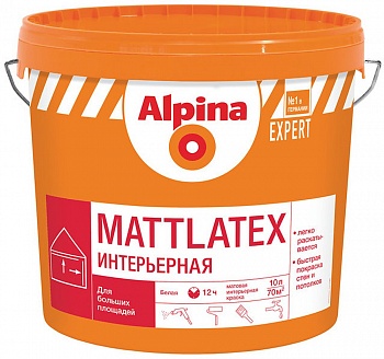 Краска ВД-АК Alpina EXPERT Mattlatex База 1 белая, 10 л / 16,2кг в Минске - картинка Картинка: краска вд-ак alpina expert mattlatex база 1 белая, 10 л / 16,2кг в Минске