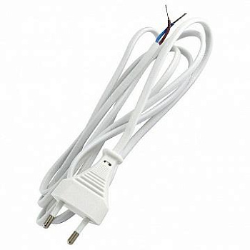 Картинка: шнур с плоской вилкой шу02 шввп 2х0,75мм2 (белый) 1,7м  в Минске
