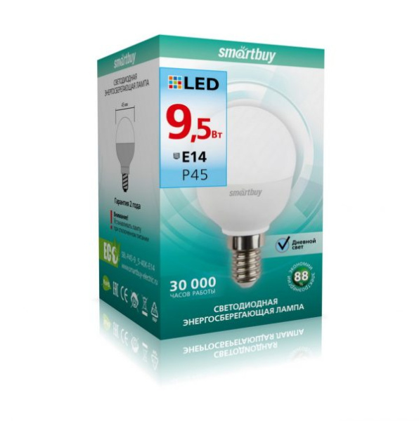 Светодиодная (LED) Лампа Smartbuy-P45-9,5W/4000/E14 (SBL-P45-9_5-40K-E14)/100 в #REGION_NAME_DECLINE_PP# - изображение Изображение: светодиодная (led) лампа smartbuy-p45-9,5w/4000/e14 (sbl-p45-9_5-40k-e14)/100 в #REGION_NAME_DECLINE_PP#