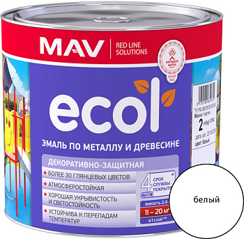 Эмаль ECOL по металлу и древесине (ПФ-115) белая глянцевая 2,4л  в Минске - картинка Картинка: эмаль ecol по металлу и древесине (пф-115) белая глянцевая 2,4л  в Минске