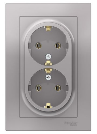 Розетка AtlasDesign 2-мест. с/з б/ш с/рамк., (алюминий) т.м.Schneider Electric в Минске - изображение Изображение: розетка atlasdesign 2-мест. с/з б/ш с/рамк., (алюминий) т.м.schneider electric в Минске