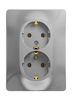 Розетка Glossa GSL000324 2-мест. с/з б/ш с/рамк, алюм. т.м.Schneider Electric в Минске - картинка Картинка: розетка glossa gsl000324 2-мест. с/з б/ш с/рамк, алюм. т.м.schneider electric в Минске