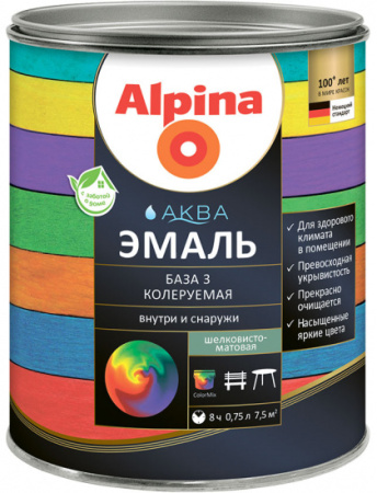 Эмаль акриловая водно-дисперсионная Alpina Аква База 3 шелковисто-матовая (0,85 л/0,91 кг) в Минске - изображение Изображение: эмаль акриловая водно-дисперсионная alpina аква база 3 шелковисто-матовая (0,85 л/0,91 кг) в Минске