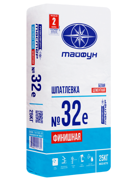 Изображение: шпатлевка цементная тайфун-мастер № 32-е белая финишная (25кг) в #REGION_NAME_DECLINE_PP#