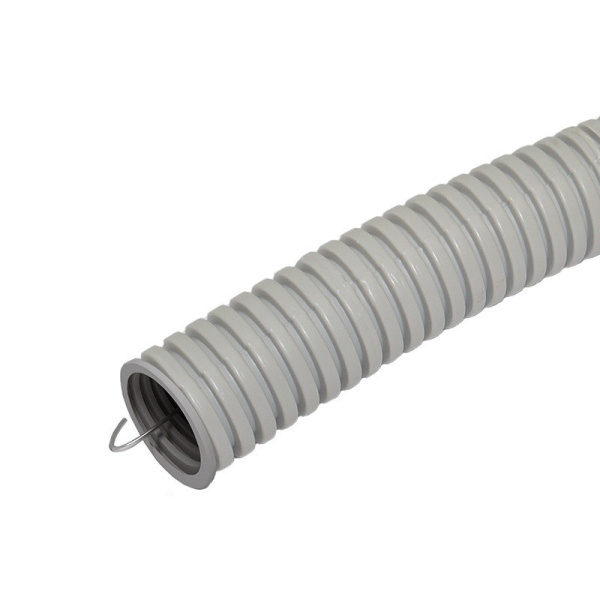 Труба гофр. 25мм ПВХ (серая) с зонд легкая (50м в бухте)  в #REGION_NAME_DECLINE_PP# - изображение Изображение: труба гофр. 25мм пвх (серая) с зонд легкая (50м в бухте)  в #REGION_NAME_DECLINE_PP#