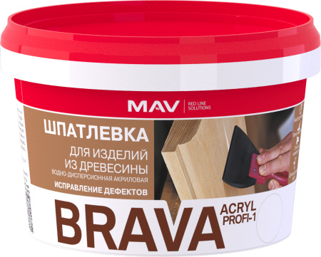 Изображение: шпатлевка brava acryl profi-1 для изделий из древесины белая 0,5л (0,7кг) в Минске