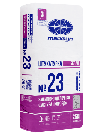 Изображение: штукатурка тайфун-мастер № 23,3 белая цементная с фактурой короед 3мм (25кг) в Минске
