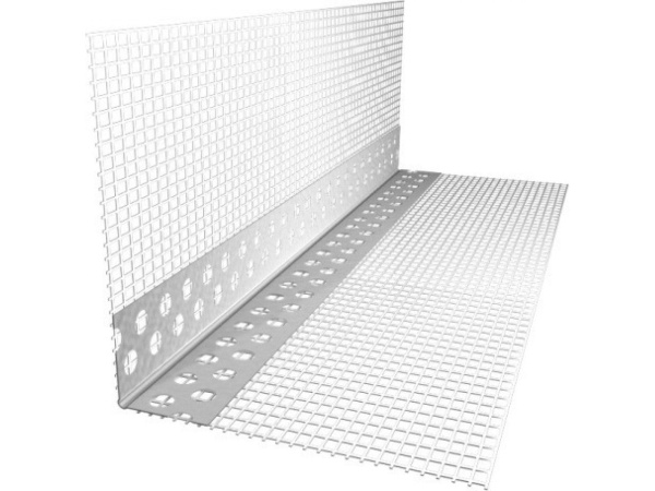 Угол перфорированный ПВХ с сеткой 100х150х3000мм (в пач. 50шт)   РБ в Минске - изображение Изображение: угол перфорированный пвх с сеткой 100х150х3000мм (в пач. 50шт)   рб в Минске