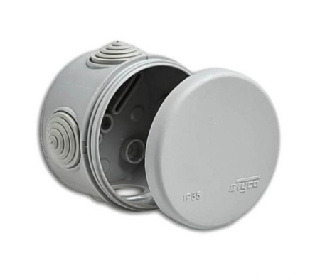 Коробка расп для о/п d=60мм,h=40мм.4 ввода (св.-серая)  в Минске - изображение Изображение: коробка расп для о/п d=60мм,h=40мм.4 ввода (св.-серая)  в Минске