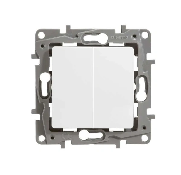 Выключатель 2-кл. с подсв.  (белый) Etika т.м.Legrant в Минске - изображение Изображение: выключатель 2-кл. с подсв.  (белый) etika т.м.legrant в Минске