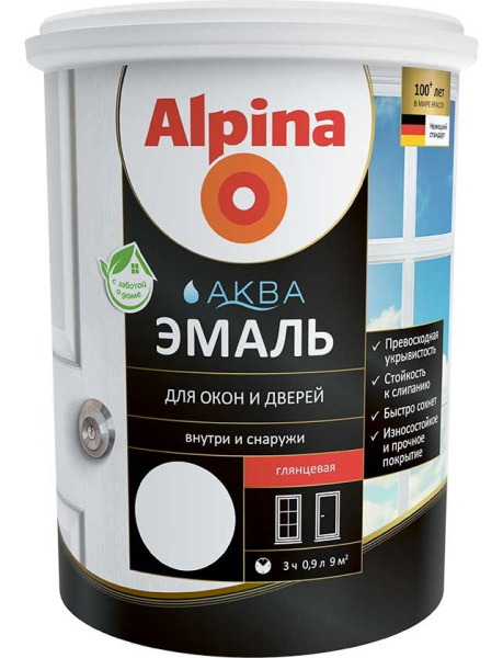 Эмаль акриловая водно-дисперсионная Alpina Аква для окон и дверей глянцевая 2,5 л/3,05 кг в #REGION_NAME_DECLINE_PP# - изображение Изображение: эмаль акриловая водно-дисперсионная alpina аква для окон и дверей глянцевая 2,5 л/3,05 кг в #REGION_NAME_DECLINE_PP#